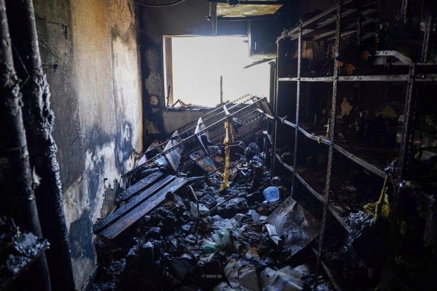 ئاگر لە نەخۆشخانەیەکی منداڵان لە سووریا دەکەوێتەوە