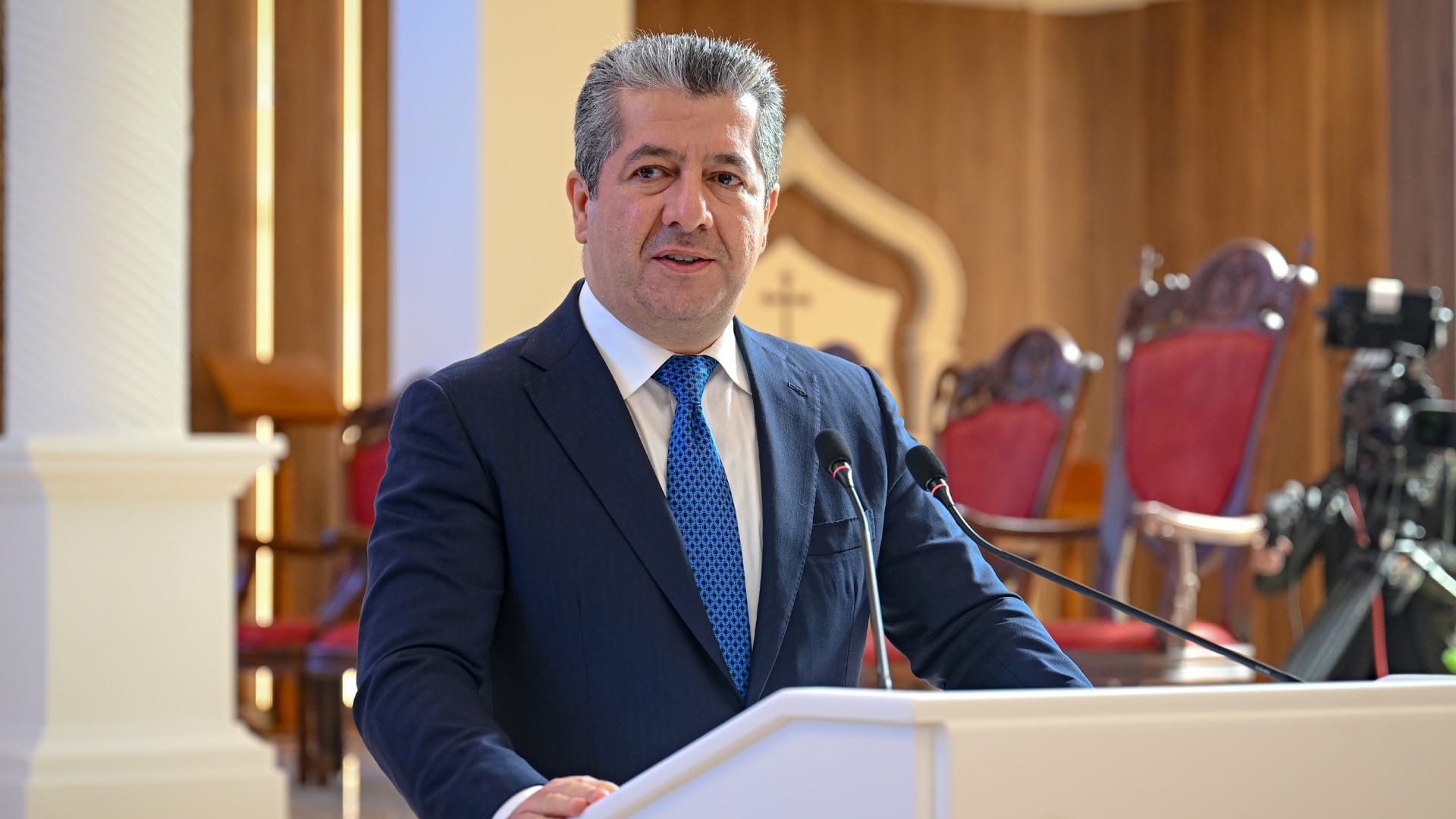 سەرۆکوەزیرانی کوردستان کەنیسەی ئوم ئەلنووری لە عەنکاوە کردەوە