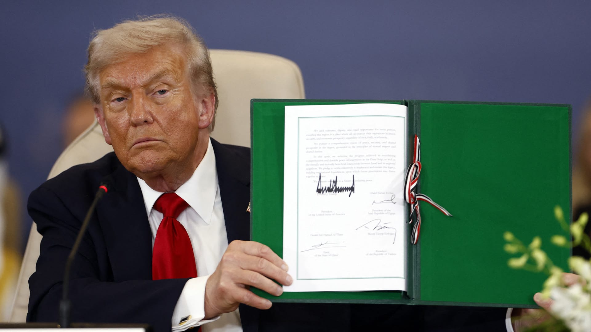 ترەمپ و سەرۆکی سێ وڵات ڕێککەوتنی ئاشتییان لە غەززە واژۆ کرد